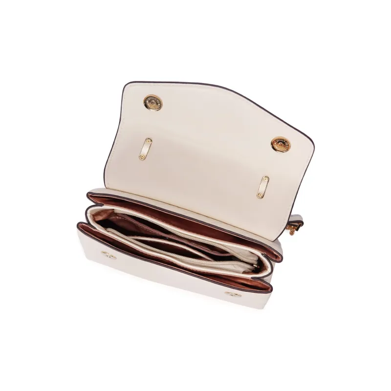 Dubaolu Polyurethane Envelope Bag, Shoulder Bag, Crossbody Bag Medium Size Women's Gray White/Ecru/Black-18