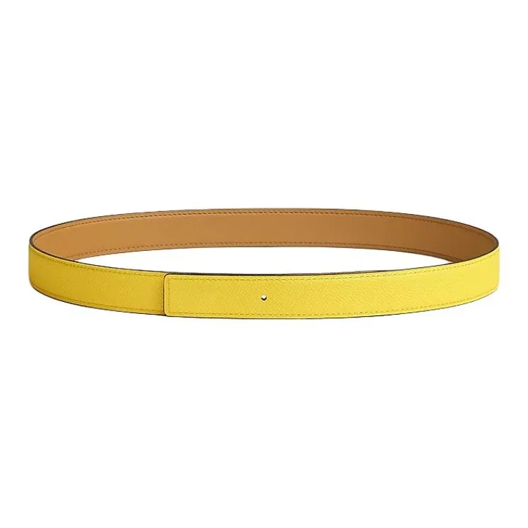 HERMES Calfskin Leather Belts Women's Camel Width 2.4cm-1