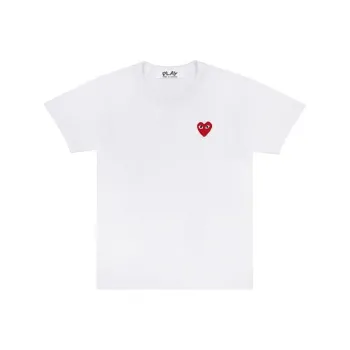 Comme Des Garcons Play Women's Embroidered Red Heart T shirt White