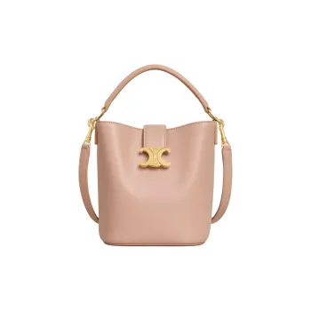 CELINE Cow Leather Bucket Bag, Shoulder Bag, Crossbody Bag, Handbag Small Size Women's Peach Pink