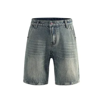 Ghost Mask Denim Shorts Unisex Vintage Blue
