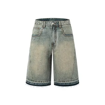 ZENGZHI Denim Shorts Unisex Vintage Blue