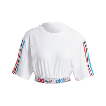 Adidas Originals Primeblue Tricolor Crop Tops Women's White