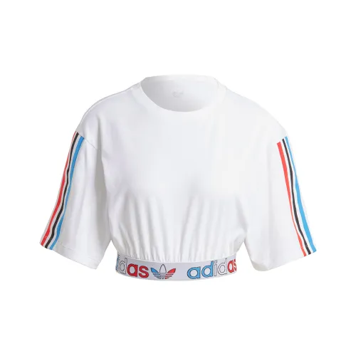 Adidas Originals Primeblue Tricolor Crop Tops Women's White