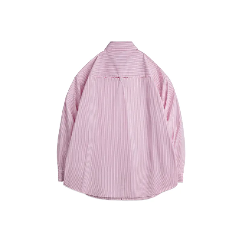 MADEN Shirt Women's Pink With White Stripes-1