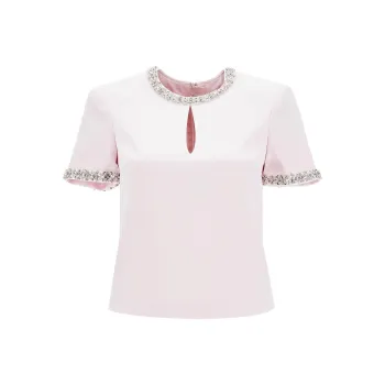 Self portrait Embellished Satin Top