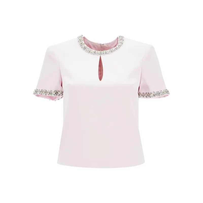 Self portrait Embellished Satin Top-0