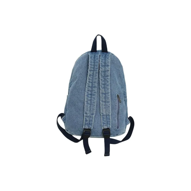 H YXIANG Denim Backpack Unisex Black/Light Blue/Vintage Blue-2