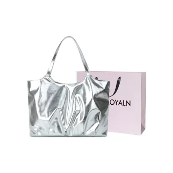 LOUIS ROYALN PU Tote Bag, Shoulder Bag Regular Unisex Silver/Black