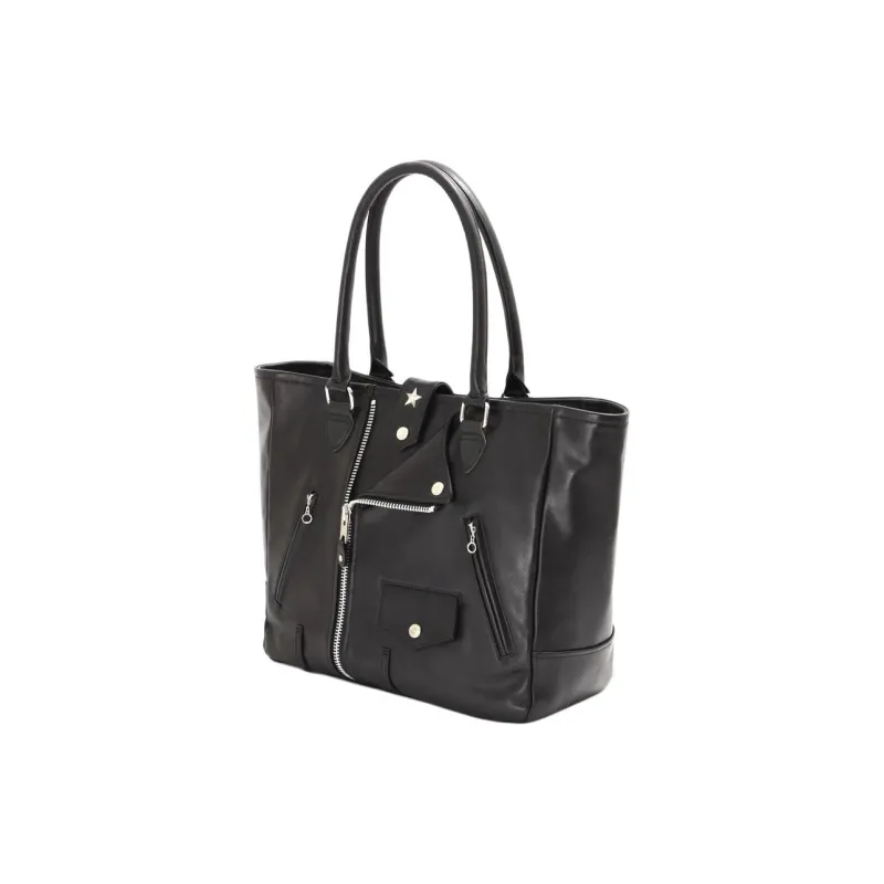 Schott N.Y.C. Cow Leather Tote Bag, Shopping Bag, Handbag Men's Black-1