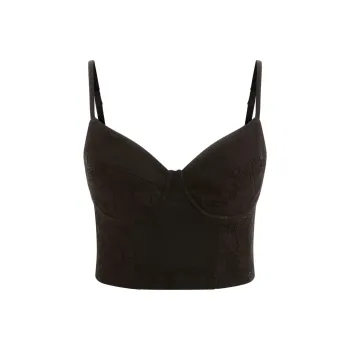 GUESS Lelly Denim Bustier Tank Tops Women's Black