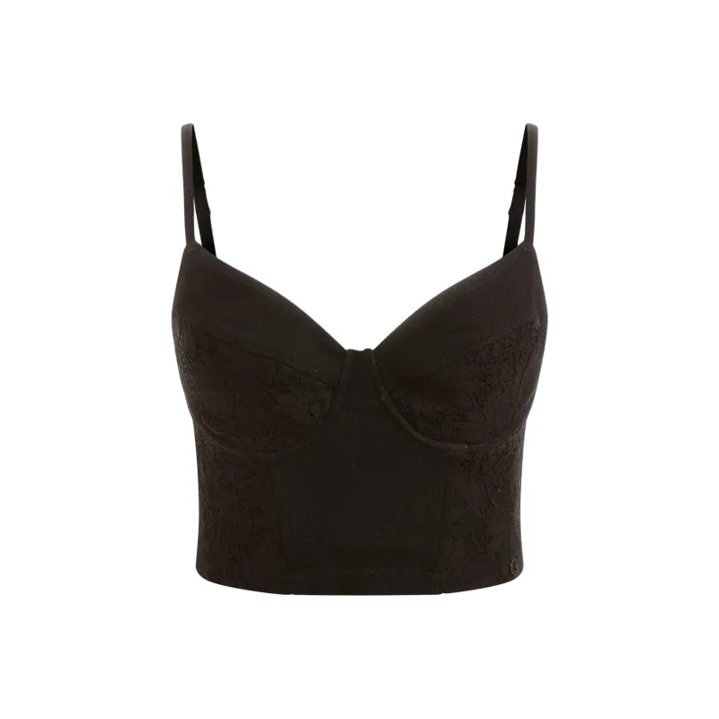 GUESS Lelly Denim Bustier Tank Tops Women's Black-0