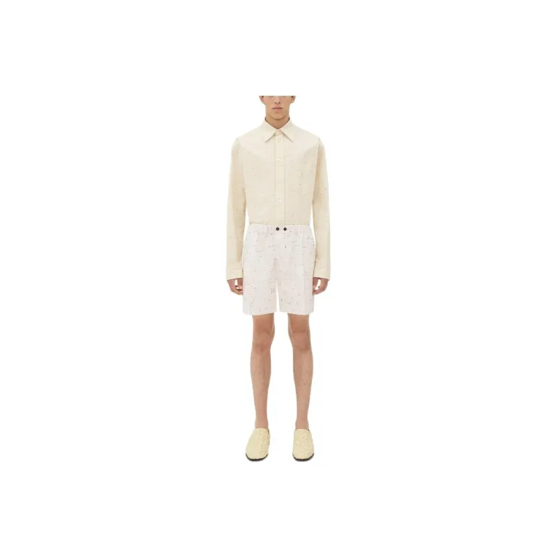 Bottega Veneta Textured Criss Cross Viscose Silk Shorts Casual Shorts Men's White-0