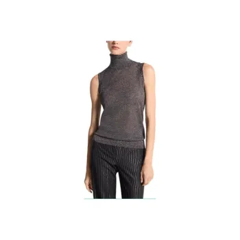 MICHAEL KORS Metallic Viscose Blend Sleeveless Turtleneck Sweater