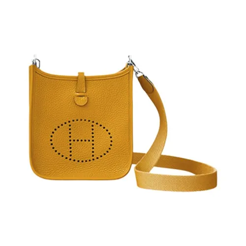 HERMES Evelyne Amazon Cow Leather Crossbody Bag Shoulder Bag Women's Amber Yellow