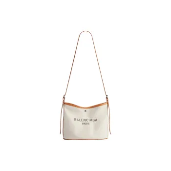 Balenciaga Biarritz Cotton Bucket Bag, Shoulder Bag Trumpets Women's Natural Color