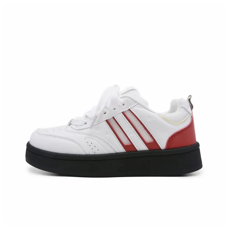 ABCIO Skateboard Shoes Women's Low Top Beige Yellow/Pink White/White Red-11
