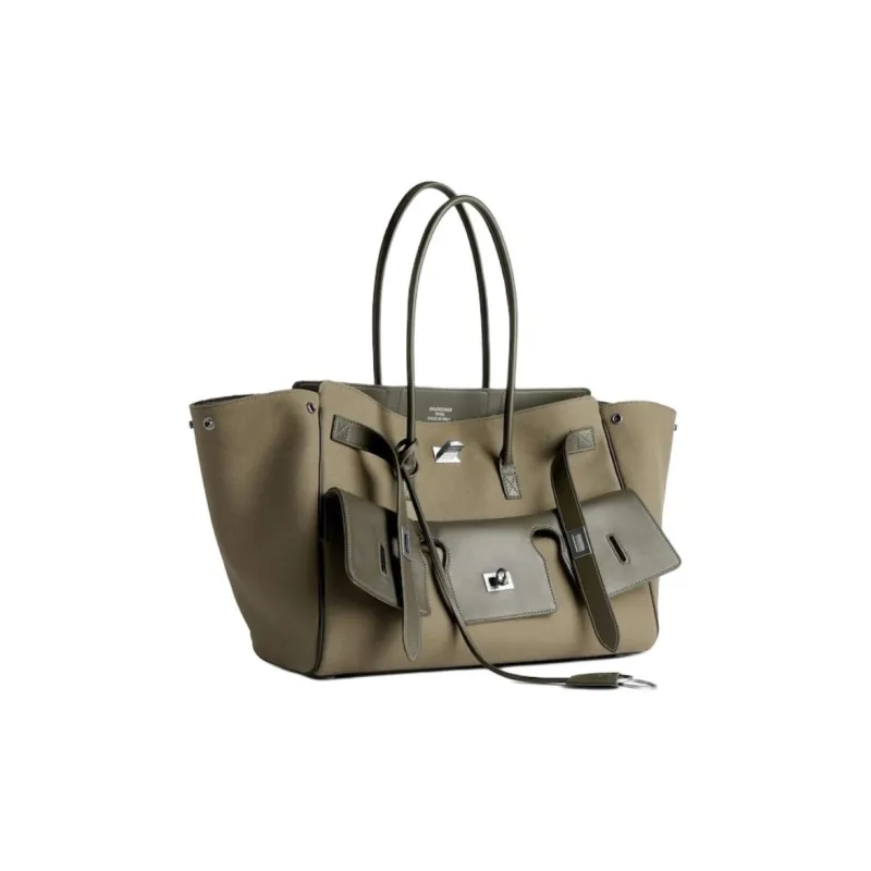 Balenciaga Bel Air Cotton Handbag Medium Size Women's Khaki-1