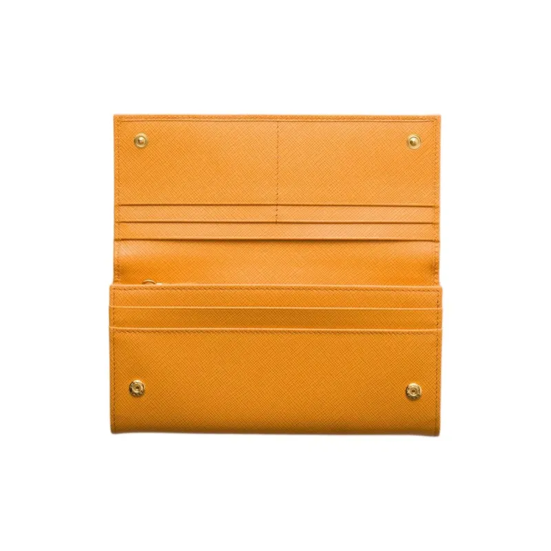 PRADA Saffiano Leather Wallet Large Size Women's Saffron-2