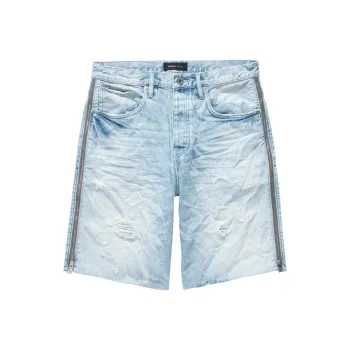 PURPLE BRAND Bleached Side Zip Shorts