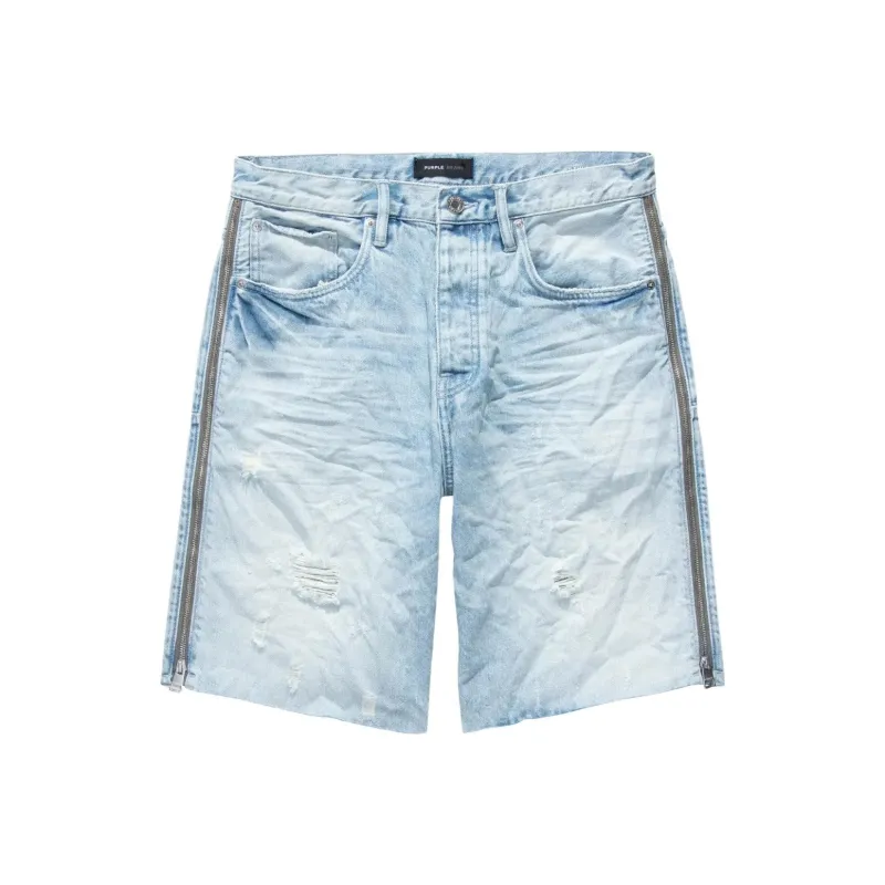 PURPLE BRAND Bleached Side Zip Shorts-0