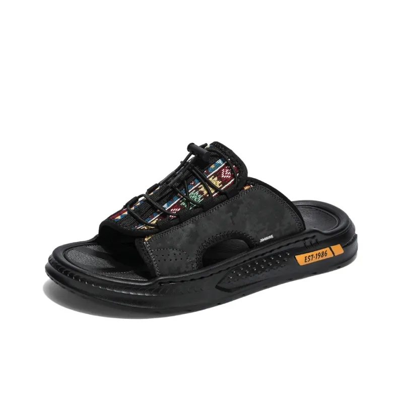 King Jinmai Slide Slippers Men Black/Khaki-6