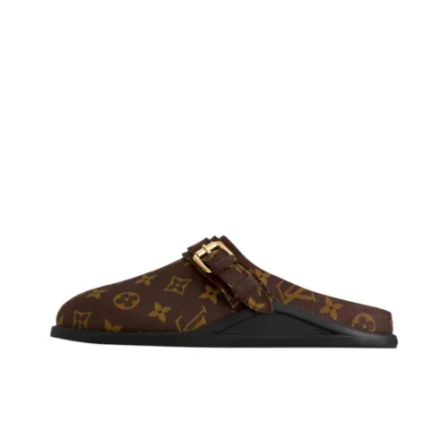 LOUIS VUITTON Rubber Sole Slip Resistant Closed Toe Slippers Women's Brown