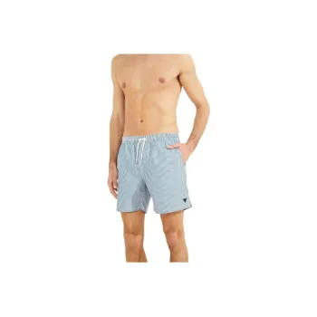 GUESS Seersucker Swim Trunks Casual Shorts Men's Blue