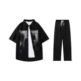 Set (Black Top+Black Pants)