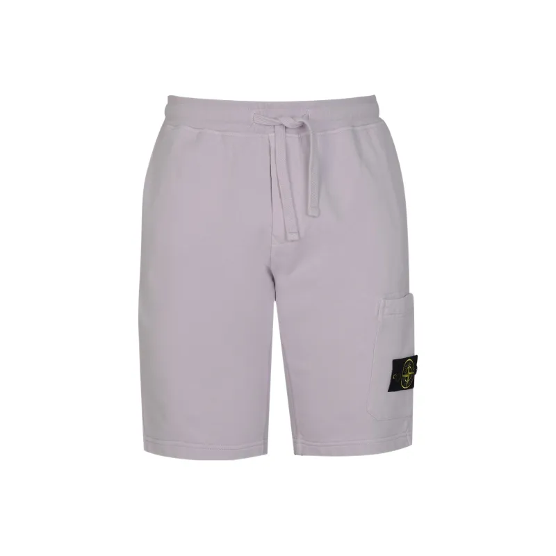 STONE ISLAND 64651 Cotton Fleece Garment Dyed Shorts-0