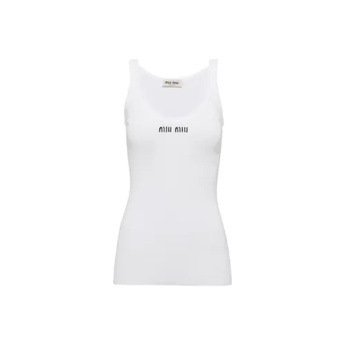 MIU MIU Ribbed Knit Cotton Tank Top