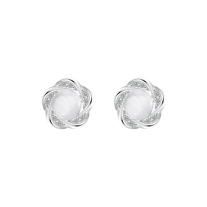 VIVIWELL 999 Fine Silver Stud Earrings Women's-0