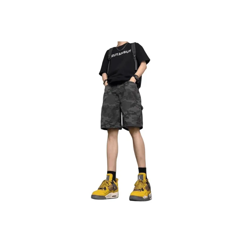 PAINT STAIN Denim Shorts Unisex-10