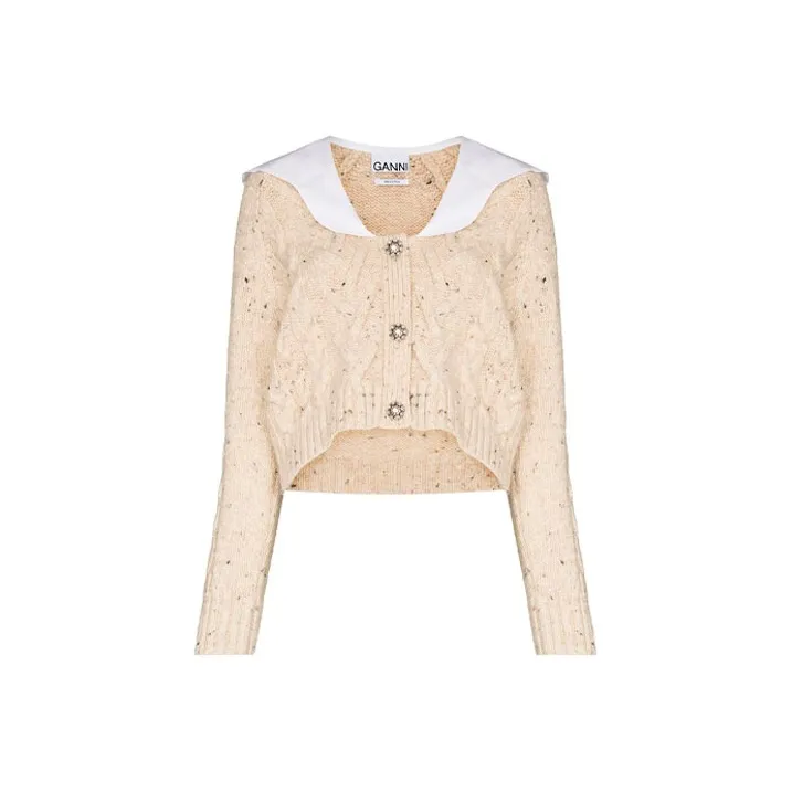 GANNI Loose Fit Sweater Women's Beige-0