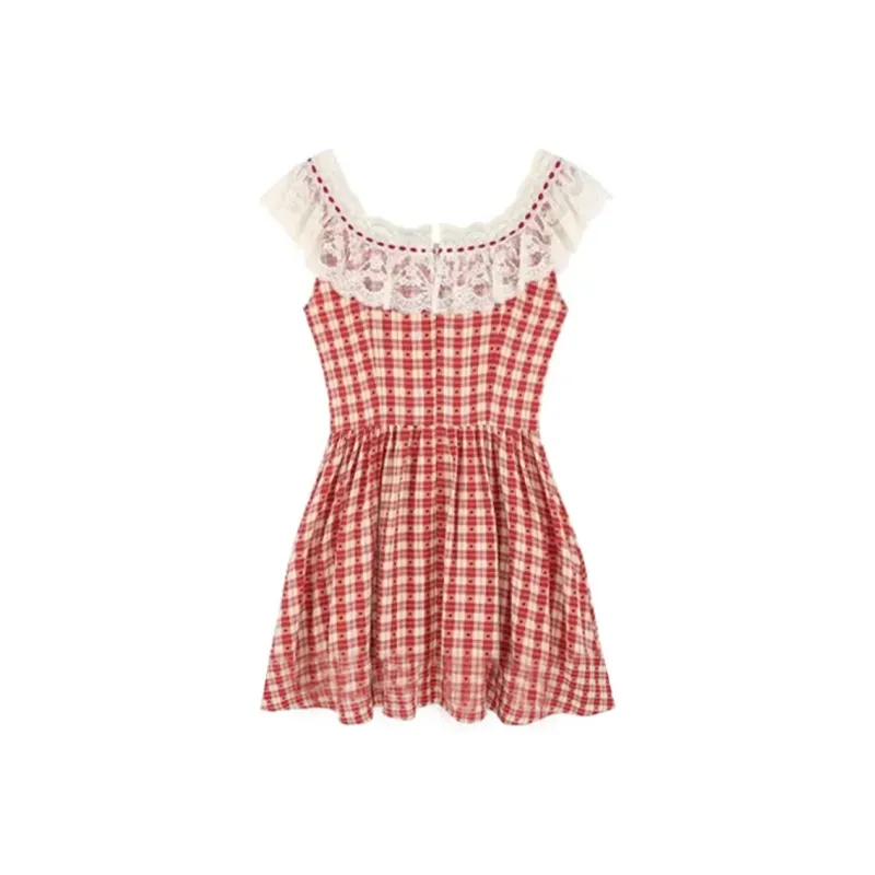 Peaches Peaches Short Sleeved Dress Women's Red-1