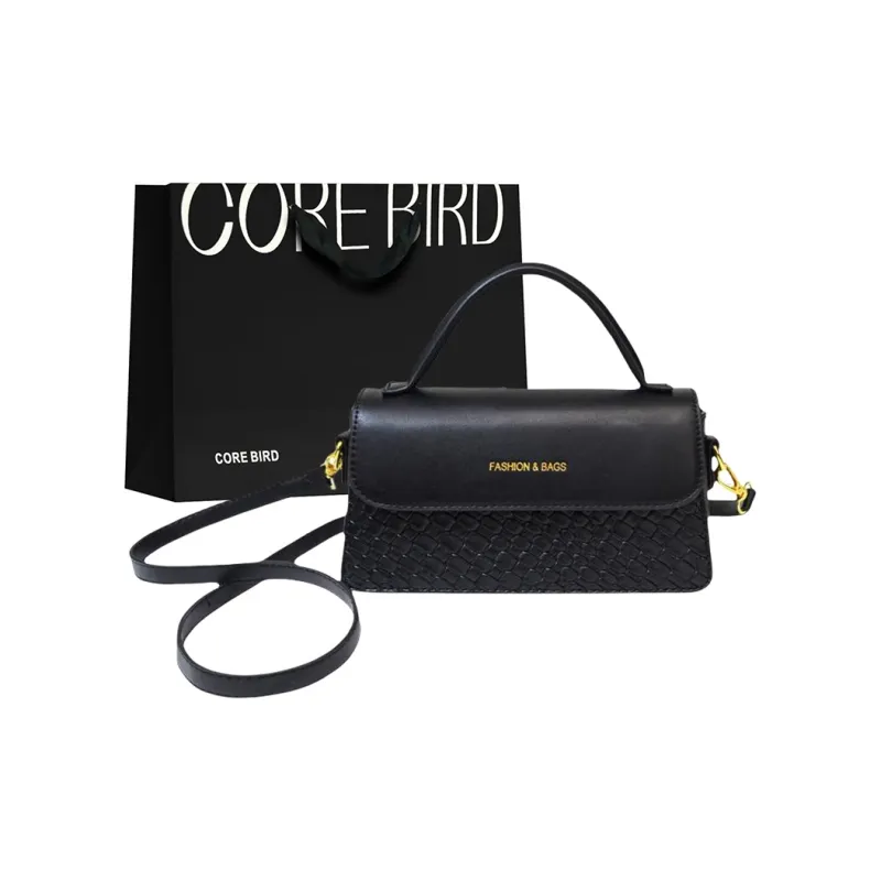 CORE BIRD PU One Shoulder Handbag Regular Women's Black/Ecru/Coffee-0