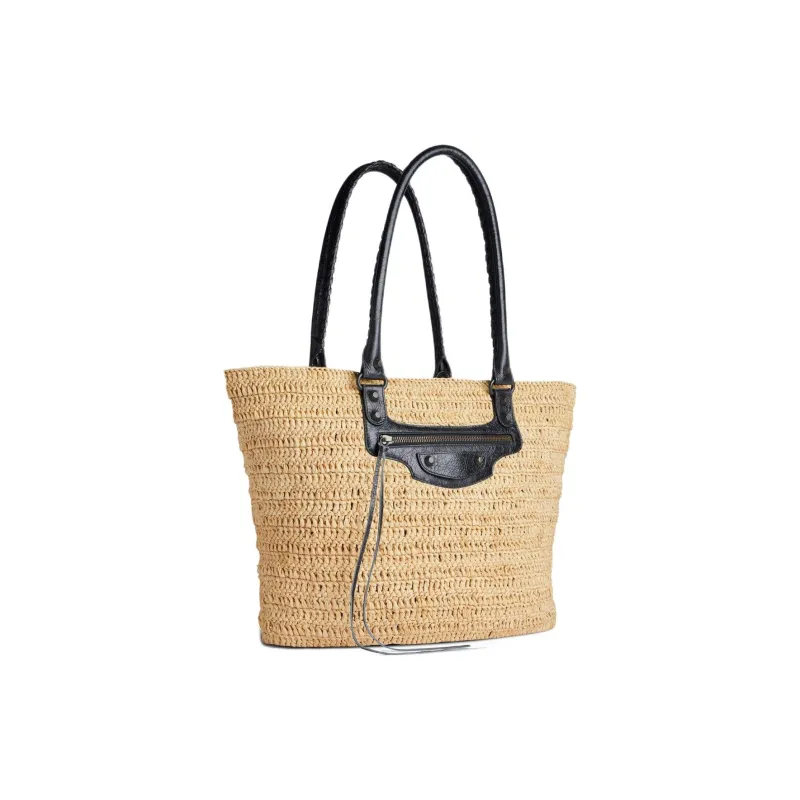 Balenciaga Le City Raffia Tote Bag, Shopping Bag, Handbag Medium Size Women's Natural-1