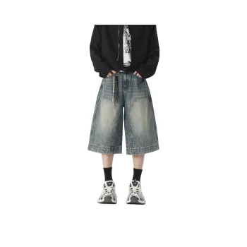 DUNHUANG ART INSTITUTE Denim Shorts Unisex Nostalgic Blue