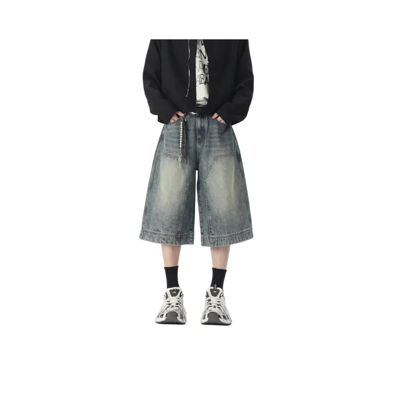 DUNHUANG ART INSTITUTE Denim Shorts Unisex Nostalgic Blue-0