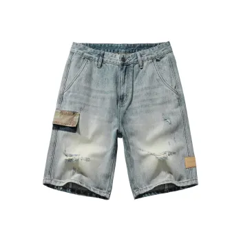 Ghost Mask Denim Shorts Unisex Blue