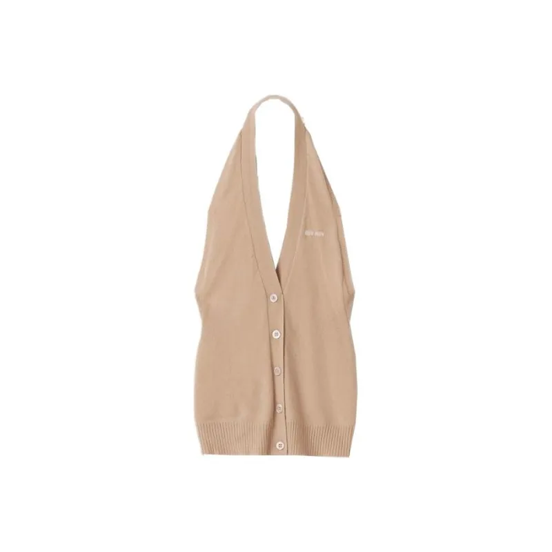 MIU MIU Sleeveless Open Back Knitted Gilet-0