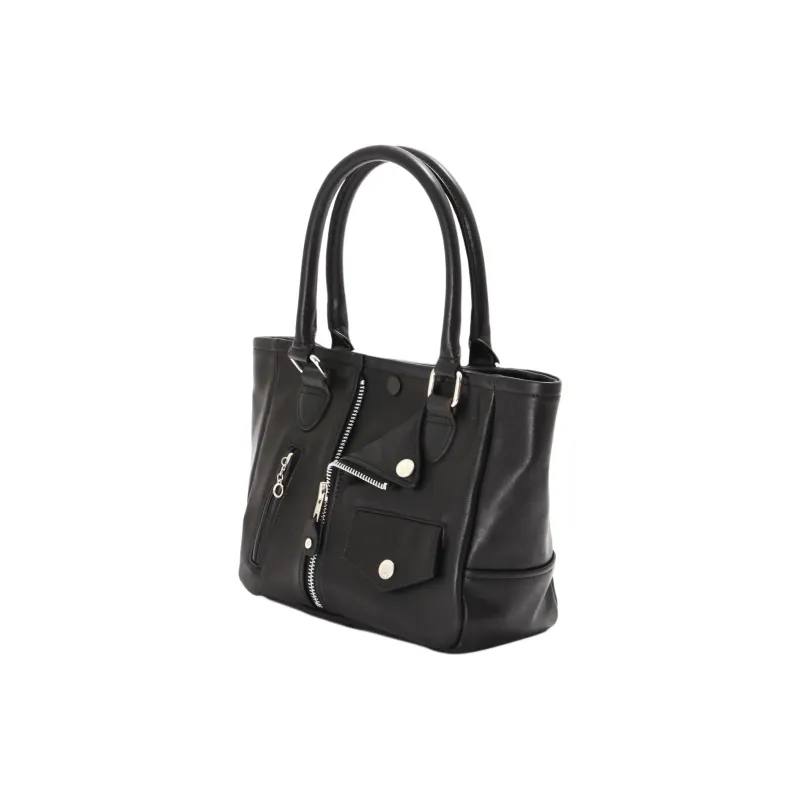 Schott N.Y.C. Cow Leather Tote Bag, Shopping Bag, Handbag Mini Men's Black-1