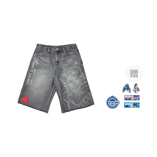 WHOOSIS X Ghost In The Shell, Collaboration Denim Shorts Unisex