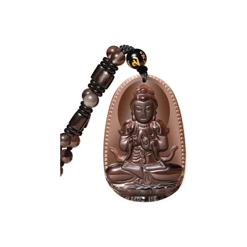 EADDA JEWELRY Natural Obsidian Necklaces Unisex-12