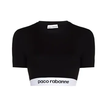 Paco Rabanne Logo-hem Cropped T-shirt