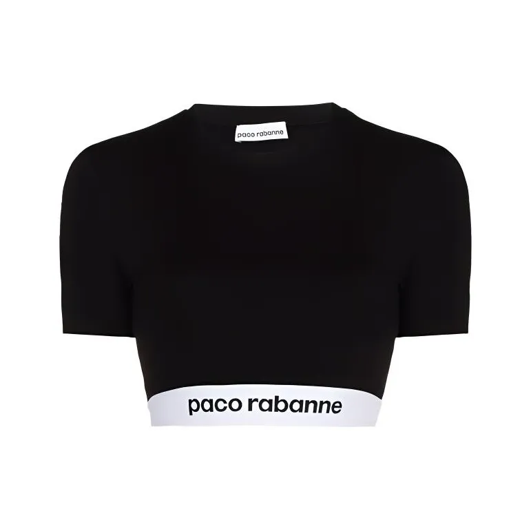 Paco Rabanne Logo-hem Cropped T-shirt-0