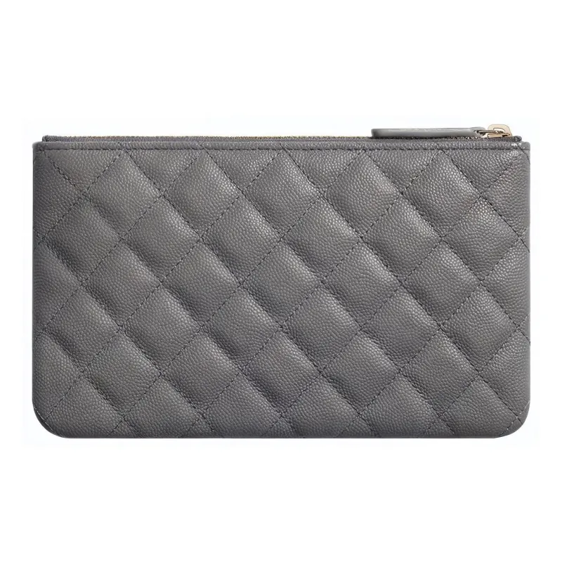 CHANEL Caviar Calfskin Pouch, Clutch Trumpets Women's Gray-1