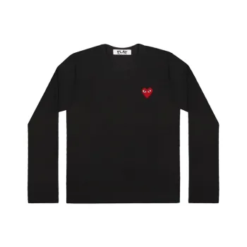 Comme Des Garcons Play Women's Red Emblem L/S T shirt Black