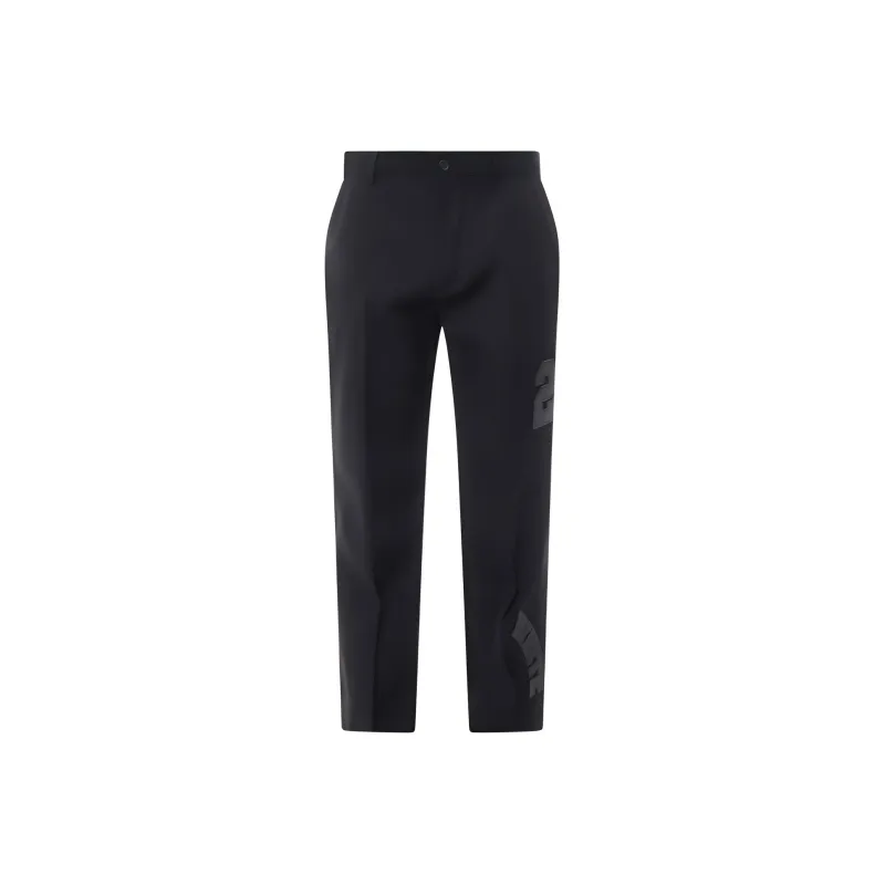 OFF WHITE Logo Embroidered Straight Leg Trousers-0