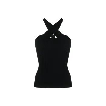 MSGM Crossover Ribbed Knit Top